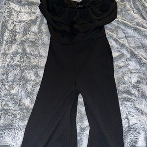 Fashion Nova Ruffled Black Jumpsuit